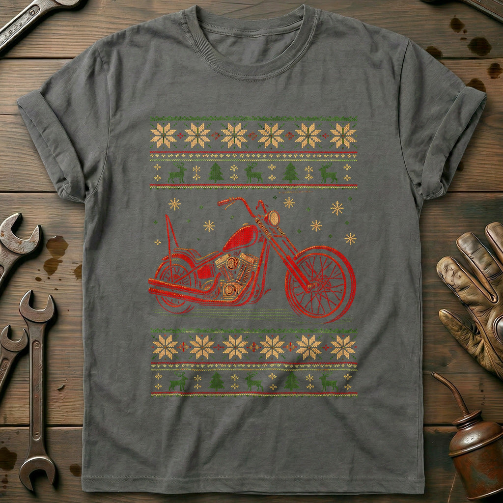 Chopper Christmas Sweater Motorcycle T-Shirt GC product image 3
