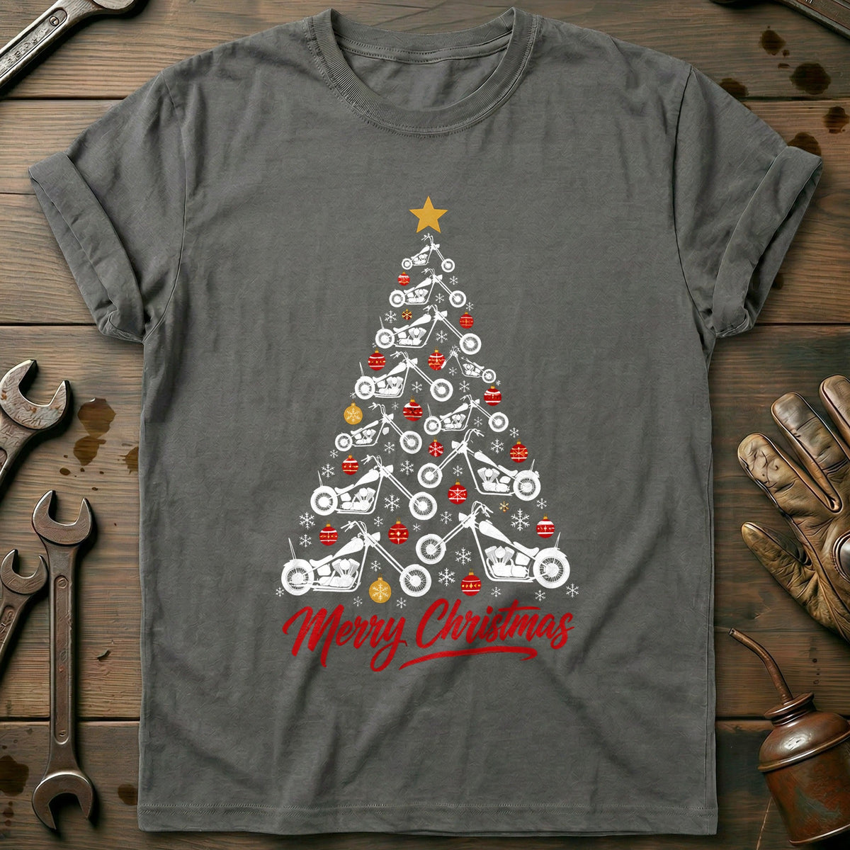 Chopper Christmas Tree Motorcycle T-Shirt product image 3