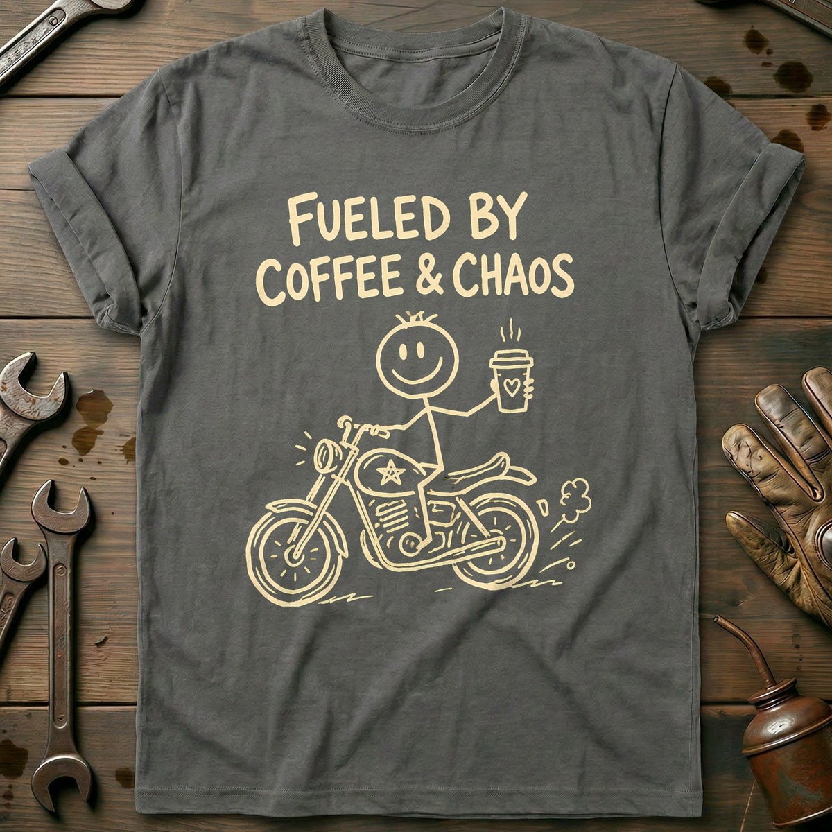 Coffee Chaos Motorcycle T-Shirt product image 3