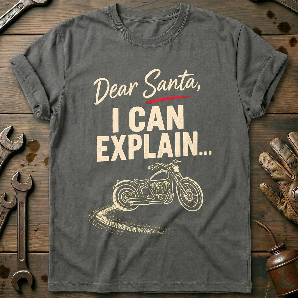 Dear Santa I Can Explain Motorcycle T-Shirt US product image 3