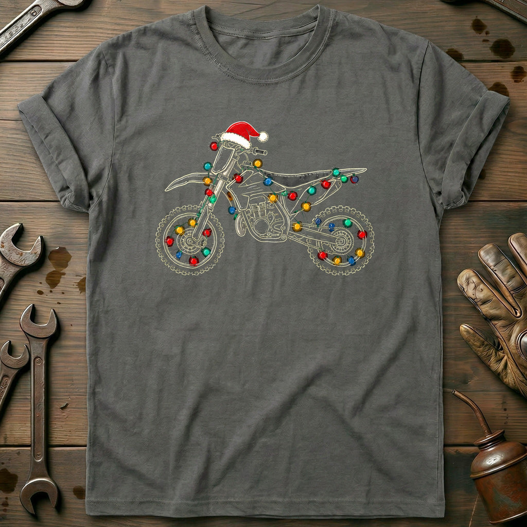 Dirtbike Christmas Lights Motorcycle T-Shirt product image 1