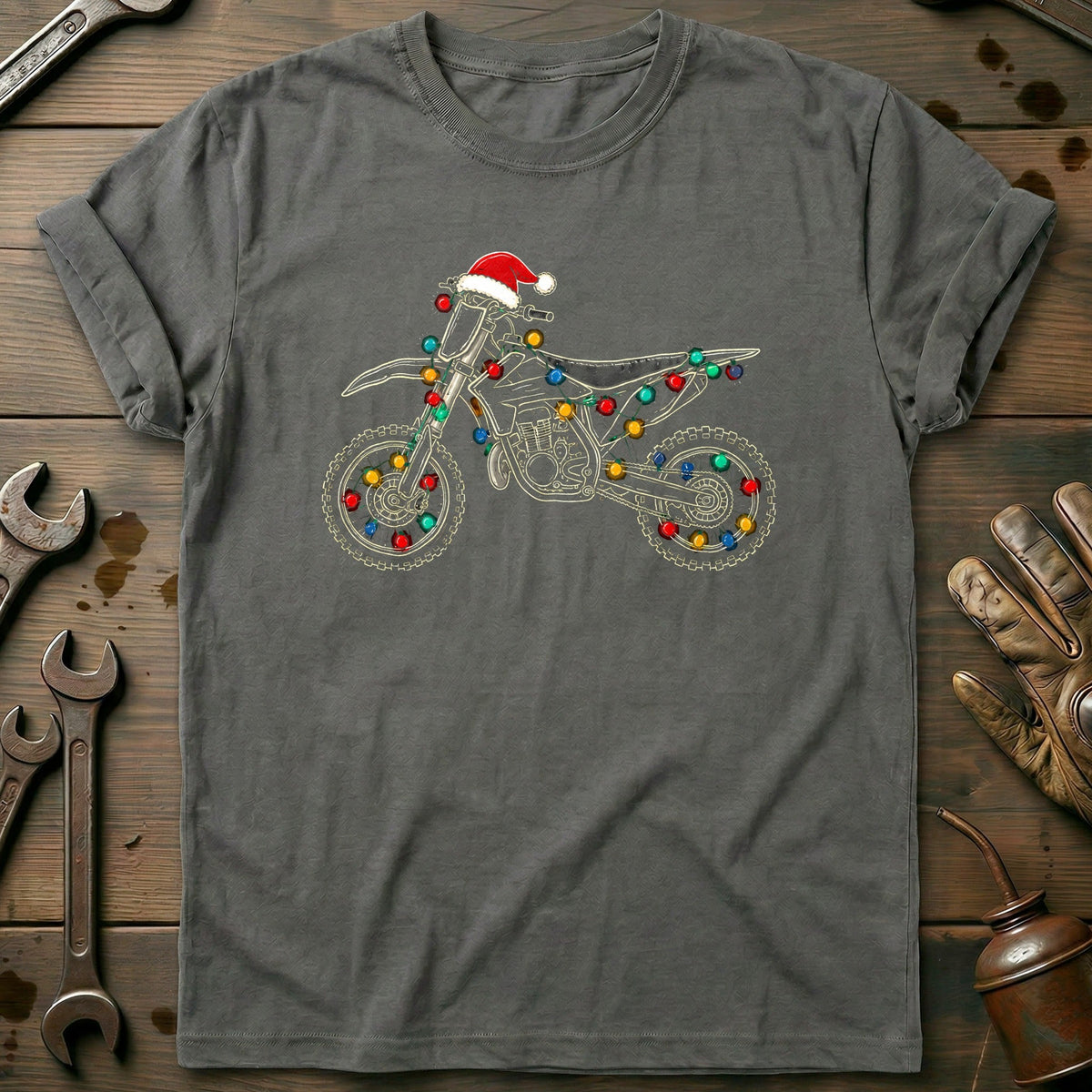 Dirtbike Christmas Lights Motorcycle T-Shirt GC product image 1