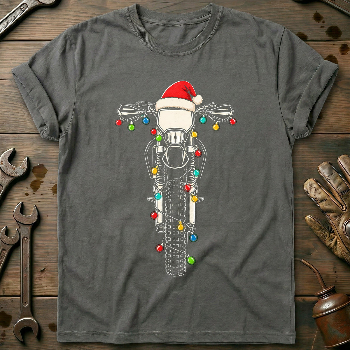 Dirtbike Christmas Lights Motorcycle T-Shirt US product image 1