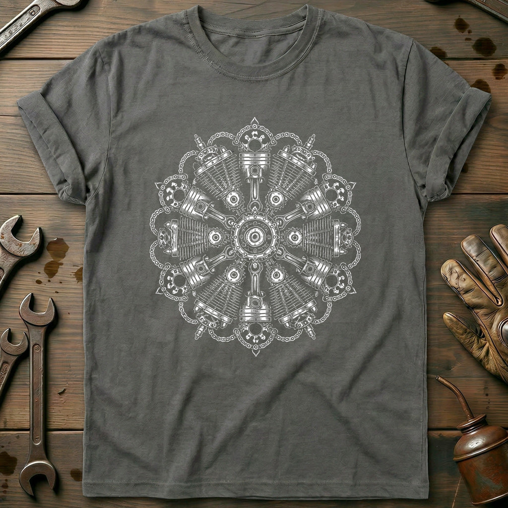 Engine Mandala Blackwork Motorcycle T-Shirt US product image 3