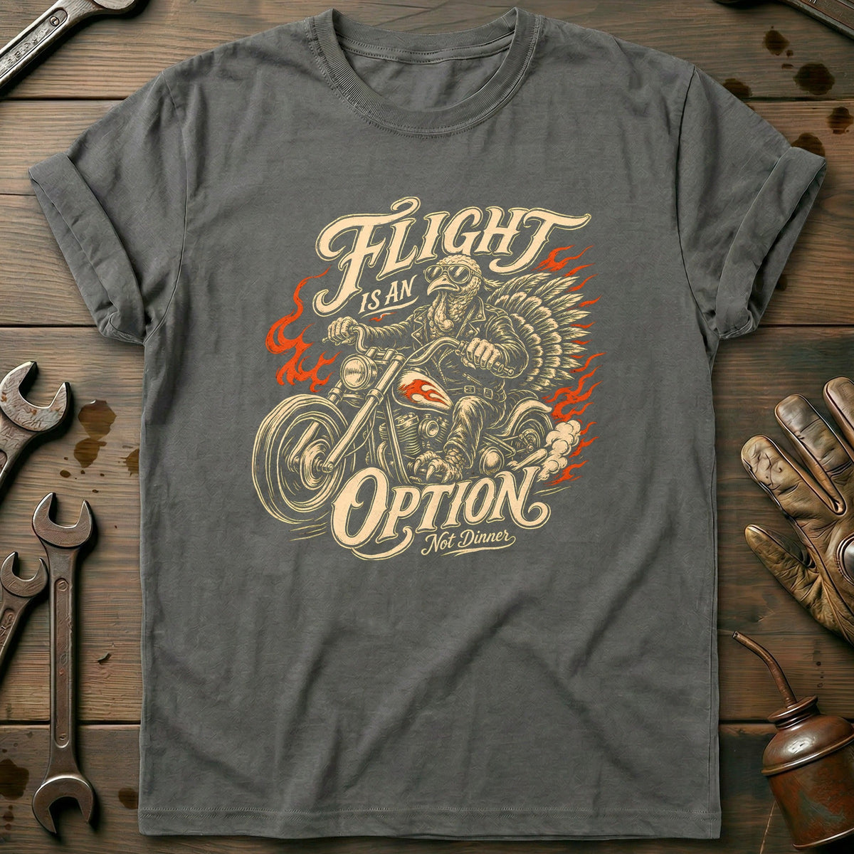Flight is an Option Not Dinner Motorcycle T-Shirt EU product image 4