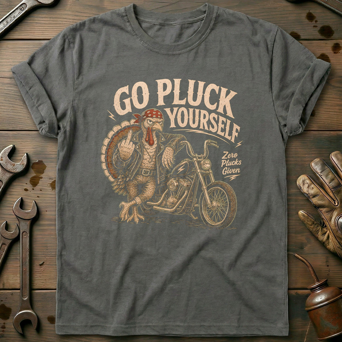 Go Pluck Yourself Zero Plucks Given Motorcycle T-Shirt EU product image 1