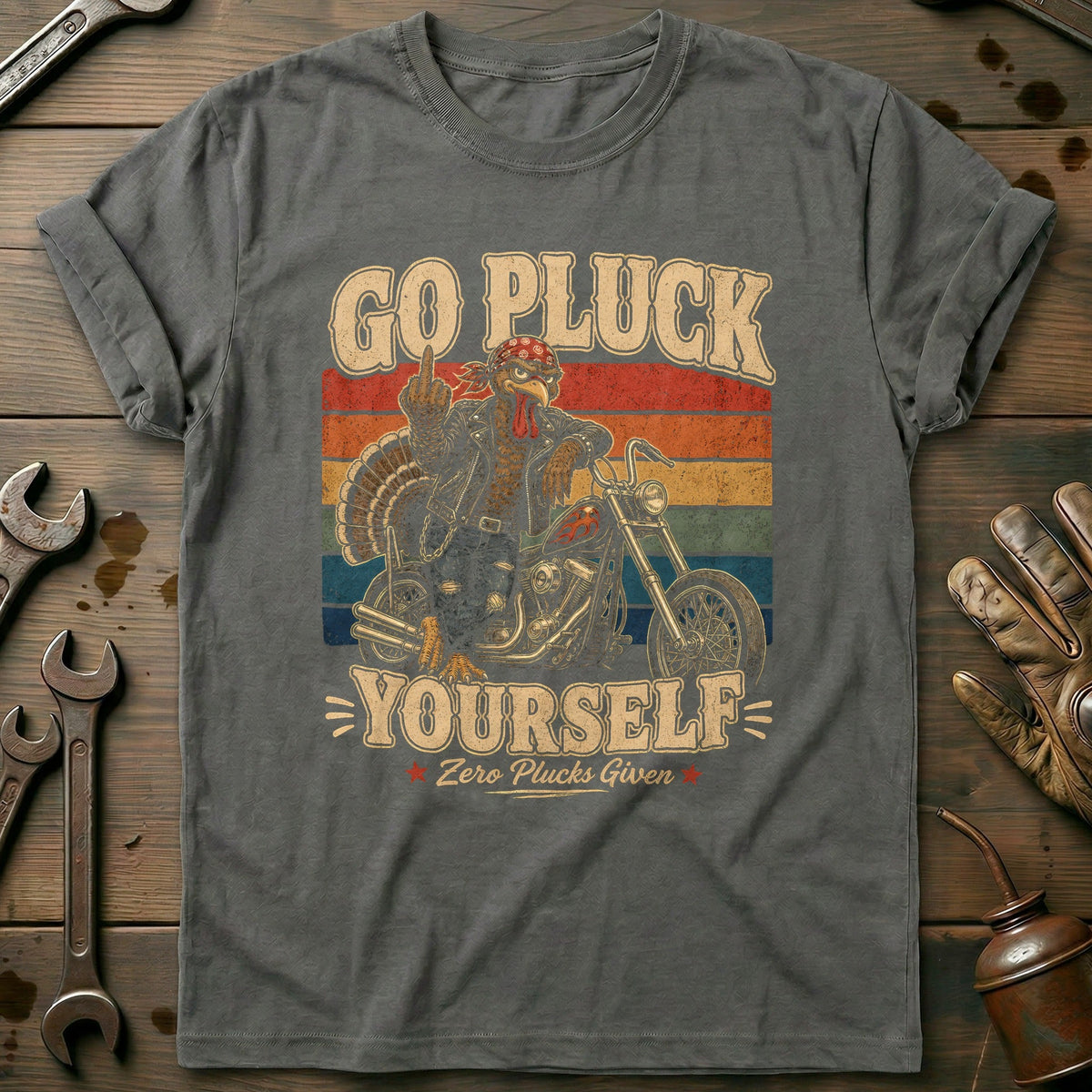 Go Pluck Yourself Zero Plucks Given Motorcycle T-Shirt product image 1
