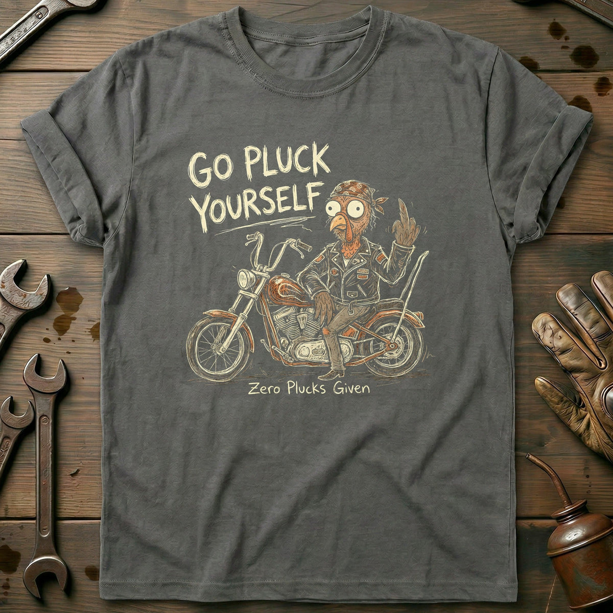 Go Pluck Yourself Zero Plucks Given Motorcycle T-Shirt EU product image 1