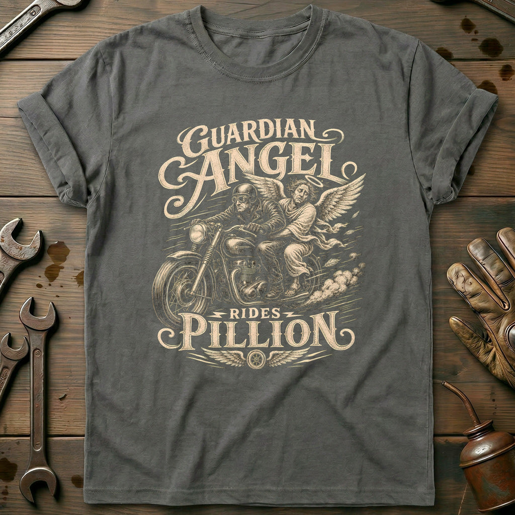 Guardian Angel Rides Pillion Motorcycle T-Shirt US product image 3
