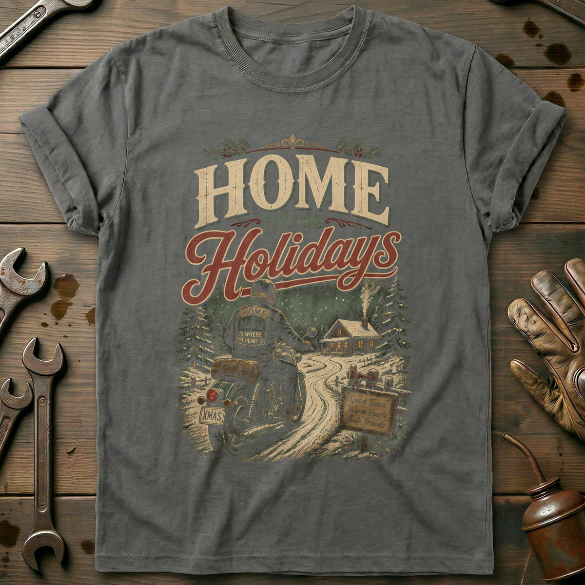 Home for the Holidays Motorcycle T-Shirt US product image 3
