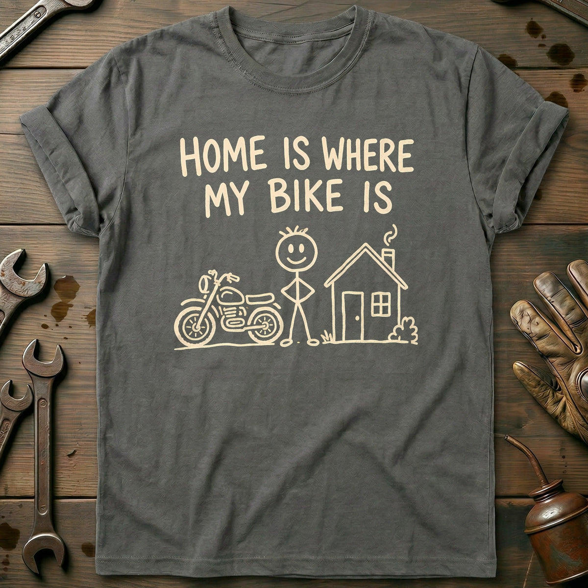 Home is Bike Motorcycle T-Shirt GC product image 3