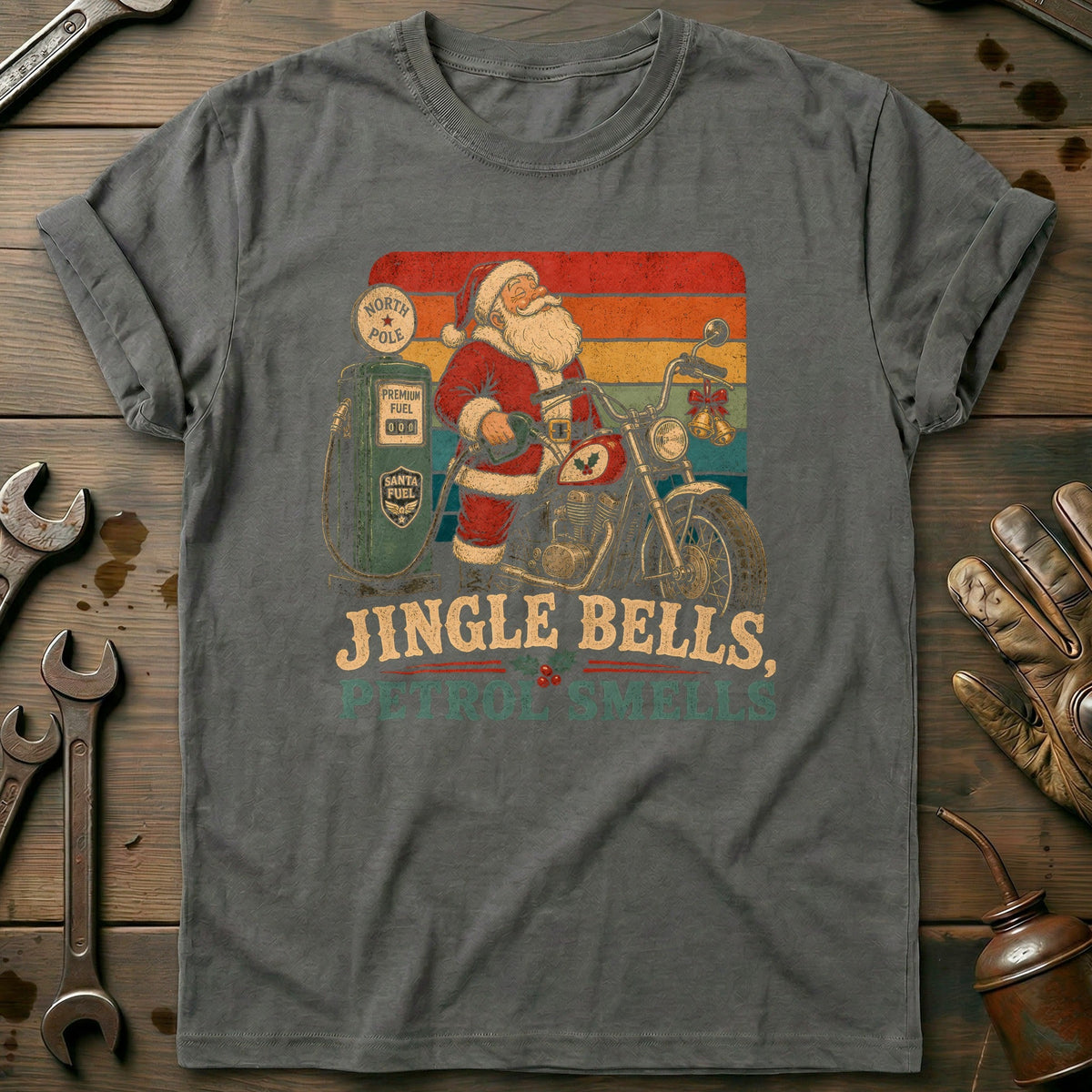Jingle Bells Petrol Smells Motorcycle T-Shirt EU product image 3