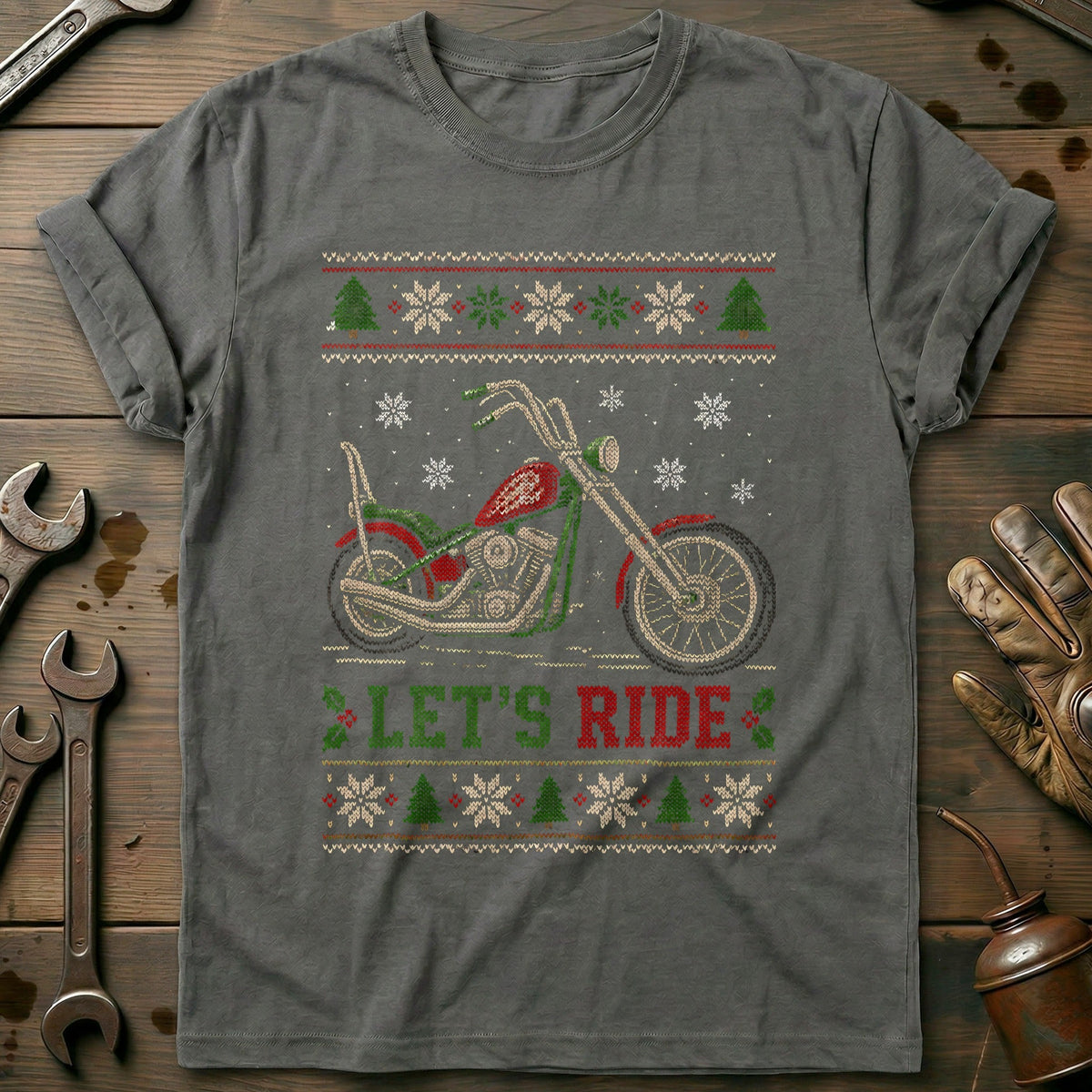 Let's Ride Chopper Sweater Motorcycle T-Shirt US product image 3
