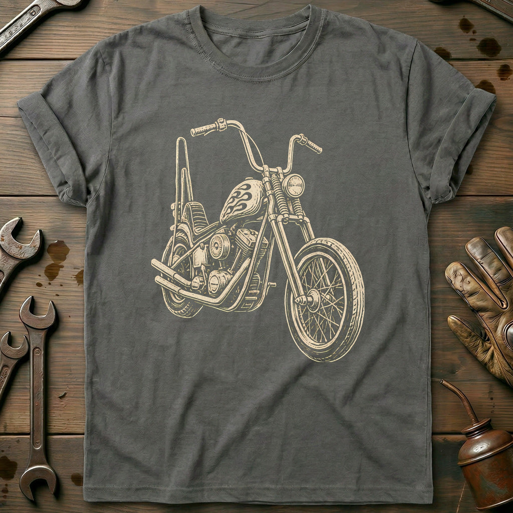 Linocut Chopper Motorcycle T-Shirt AU product image 3
