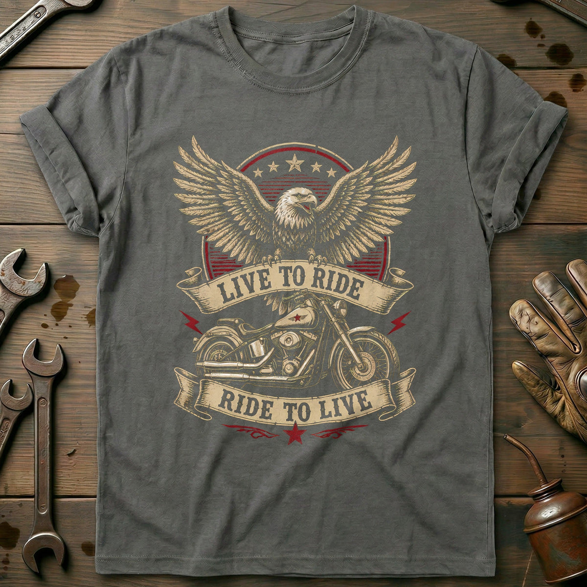 Live to Ride Motorcycle T-Shirt GC product image 3