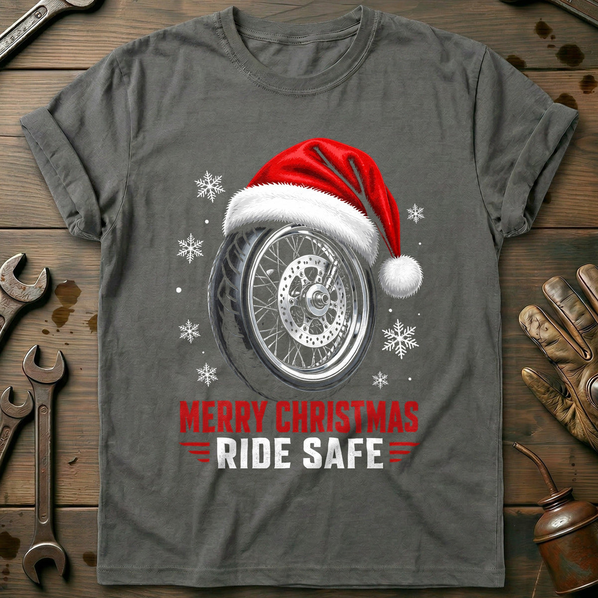 Merry Christmas Ride Safe Motorcycle T-Shirt AU product image 3