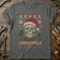 Merry Christmas Santa Skull Sweater Motorcycle T-Shirt AU product image 1
