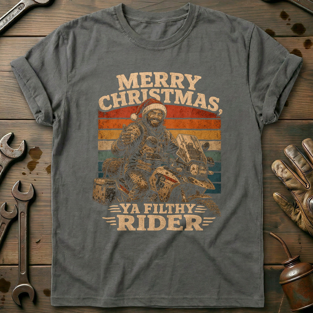 Merry Christmas Ya Filthy Rider Motorcycle T-Shirt US product image 1