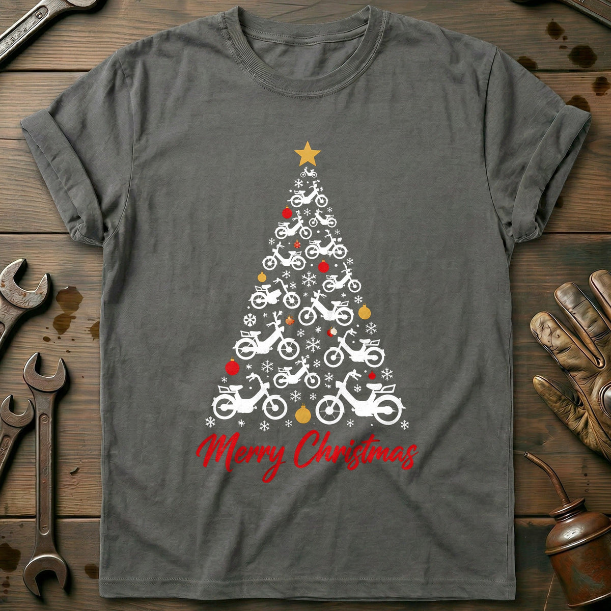 Moped Christmas Tree Motorcycle T-Shirt GC product image 3