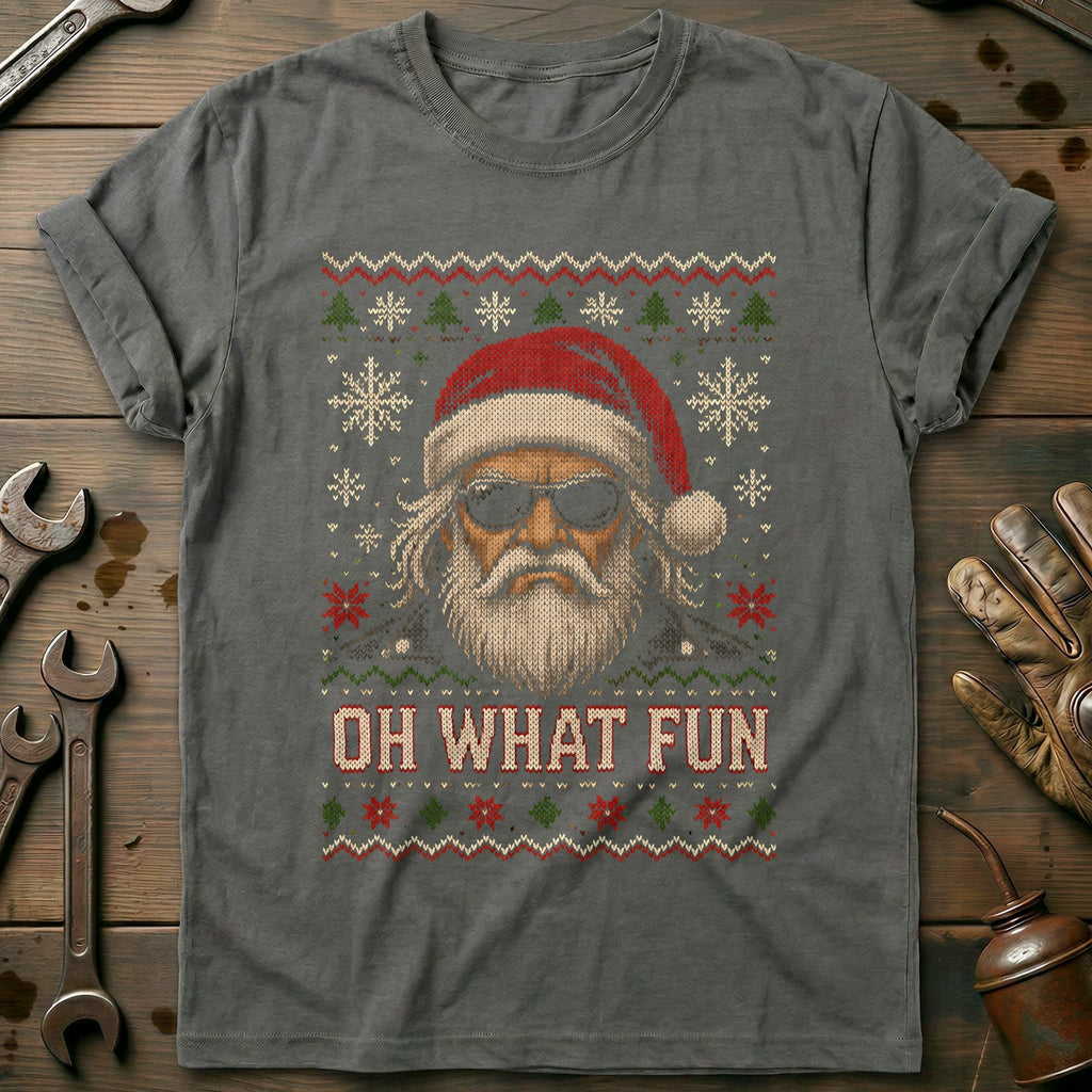 Oh What Fun Grumpy Santa Sweater Motorcycle T-Shirt product image 3
