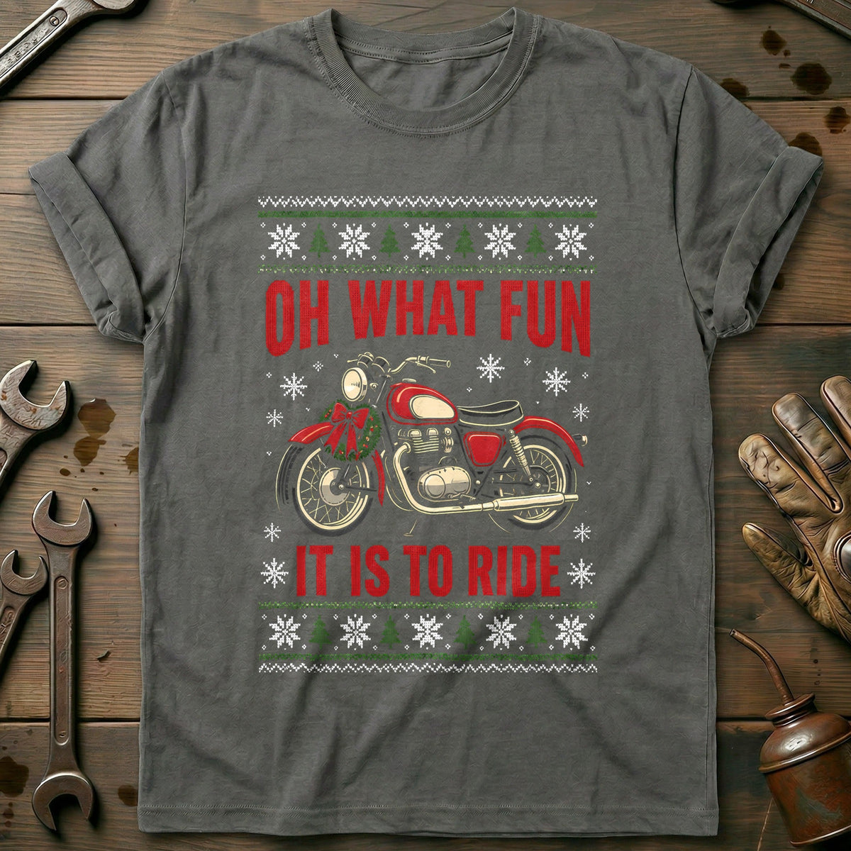 Oh What Fun It is to Ride Motorcycle T-Shirt US product image 3