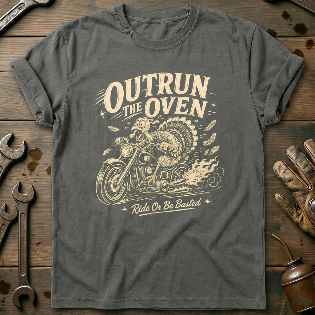 Outrun the Oven Ride or Be Basted Motorcycle T-Shirt GC product image 3