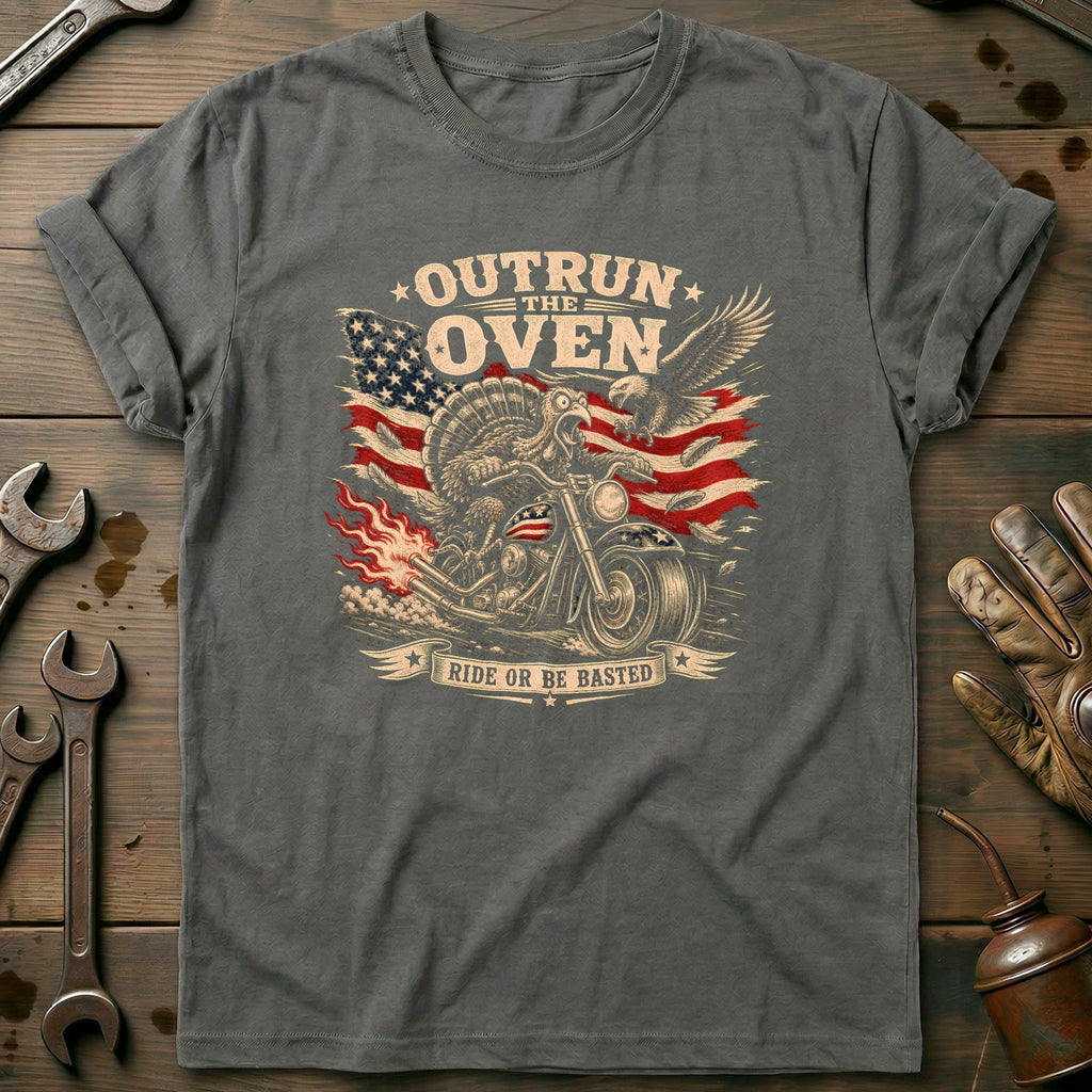 Outrun the Oven Ride or Be Basted Motorcycle T-Shirt US product image 3