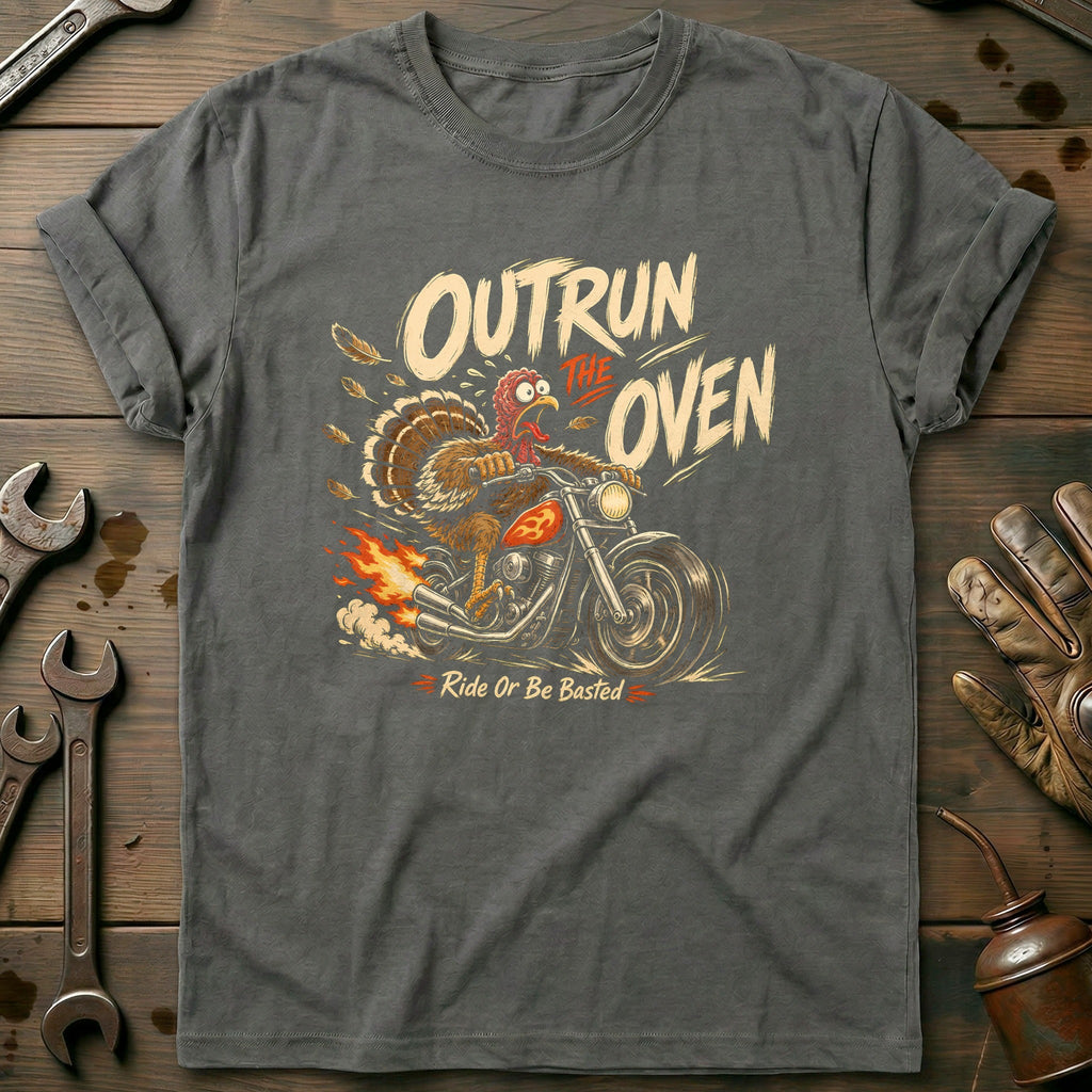 Outrun the Oven Ride or Be Basted Motorcycle T-Shirt GC product image 3