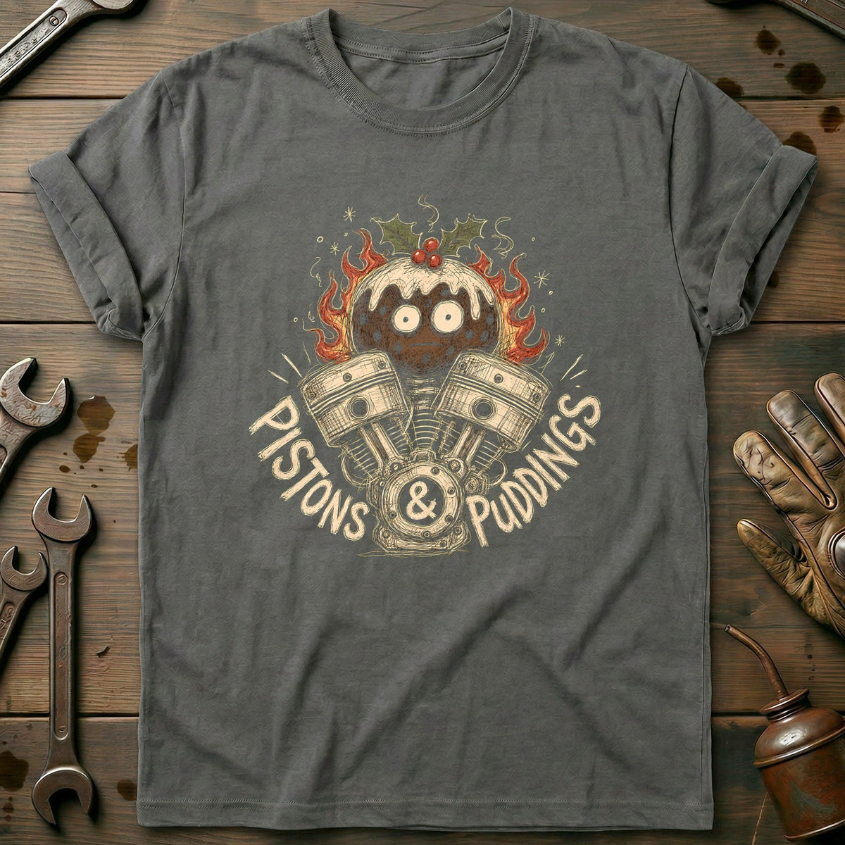 Pistons and Puddings Motorcycle T-Shirt US product image 1