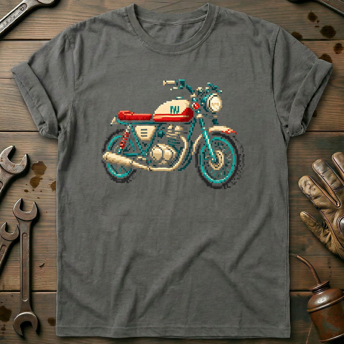 Pixel Art Moto Motorcycle T-Shirt AU product image 4