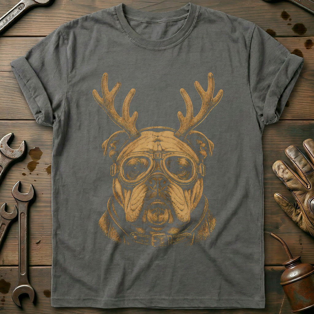 Reindeer Antlers Bulldog Goggles Motorcycle T-Shirt AU product image 1