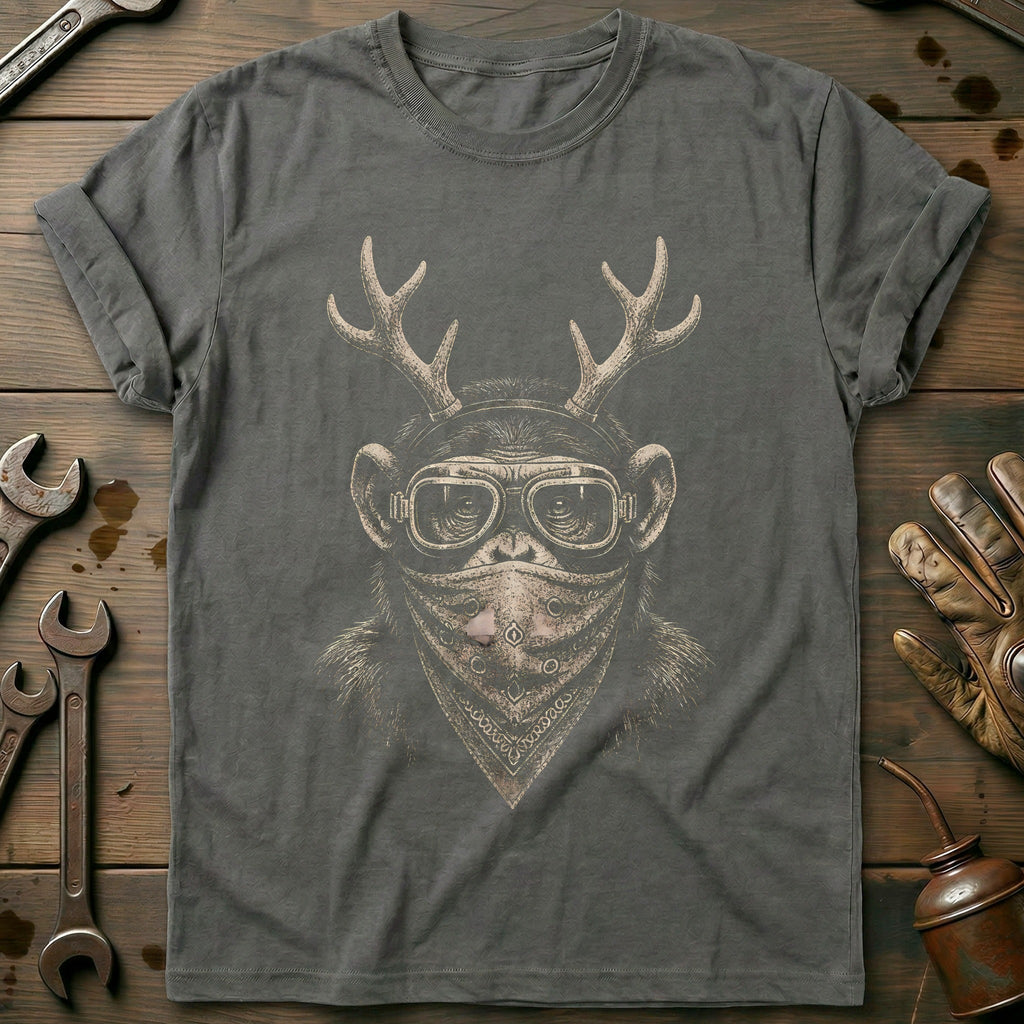 Reindeer Antlers Chimp Bandana Motorcycle T-Shirt AU product image 3