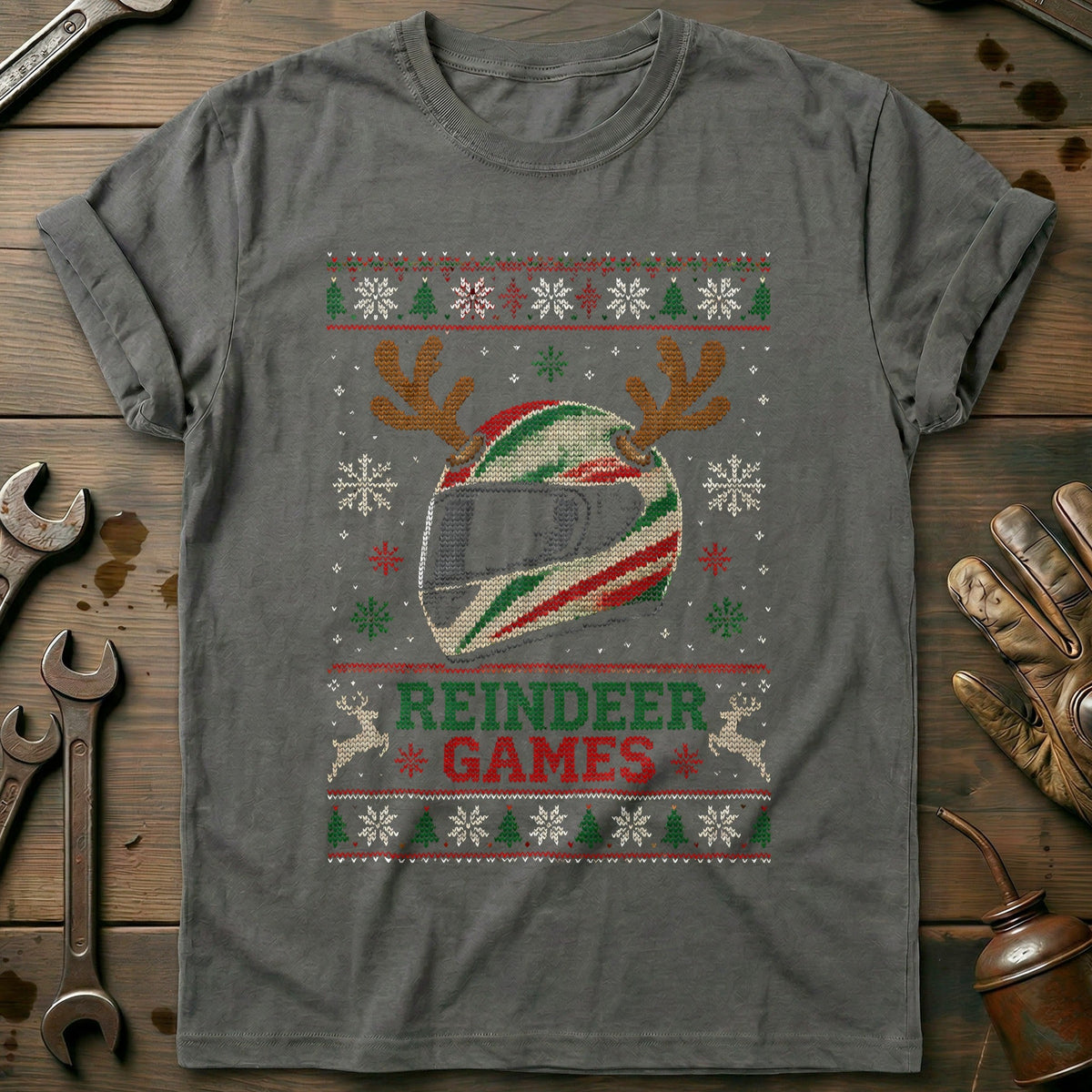 Reindeer Games Helmet Sweater Motorcycle T-Shirt US product image 3