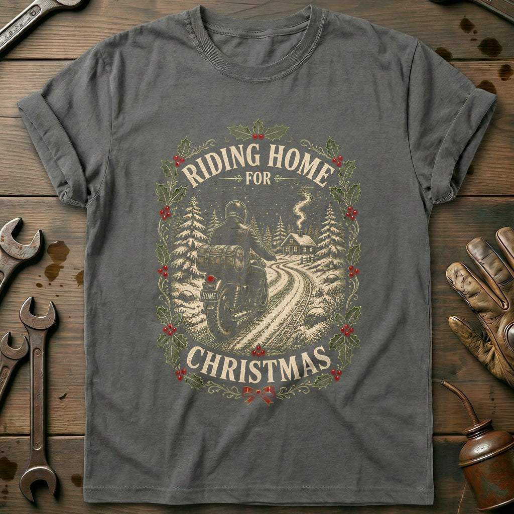 Riding Home for Christmas Motorcycle T-Shirt US product image 4