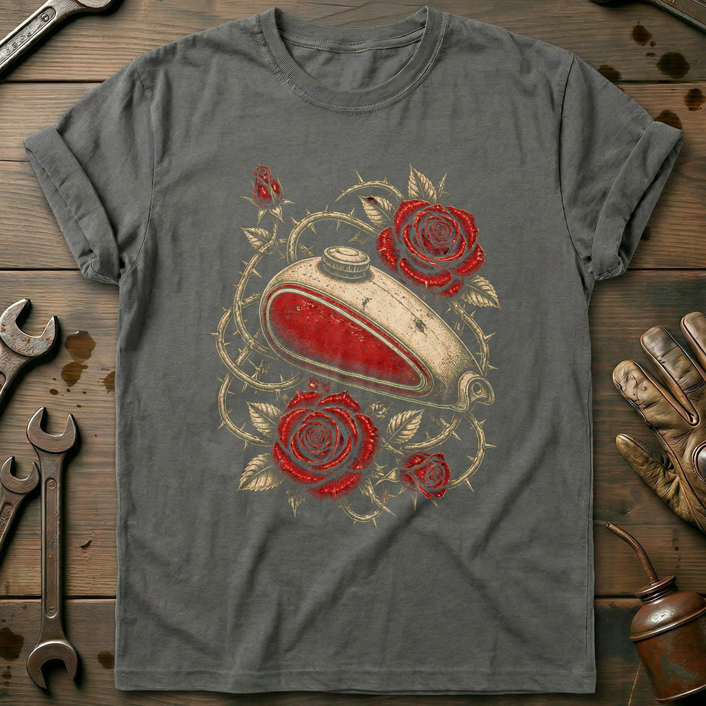 Rose Fuel Tank Motorcycle T-Shirt product image 3