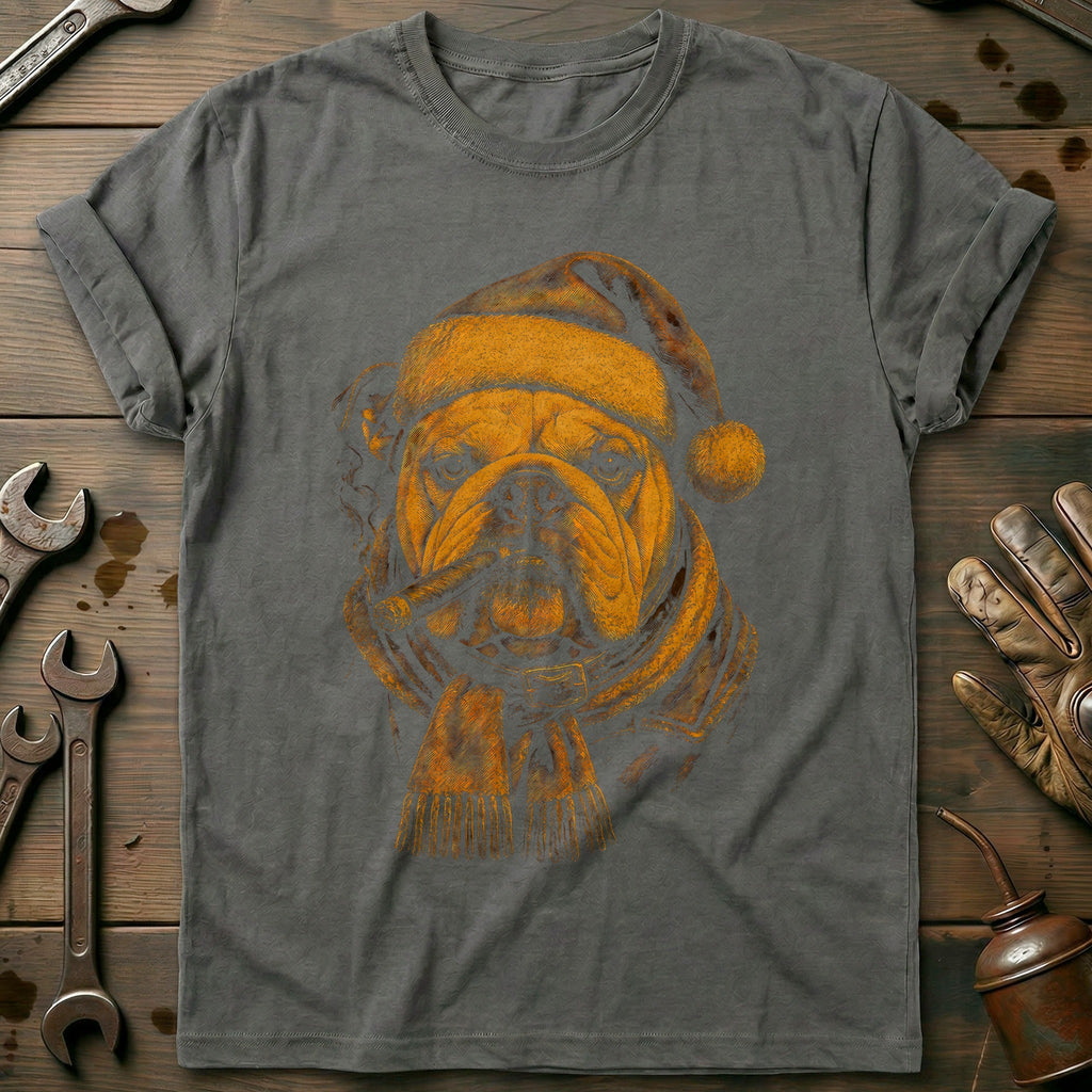 Santa Bulldog Cigar Motorcycle T-Shirt product image 3