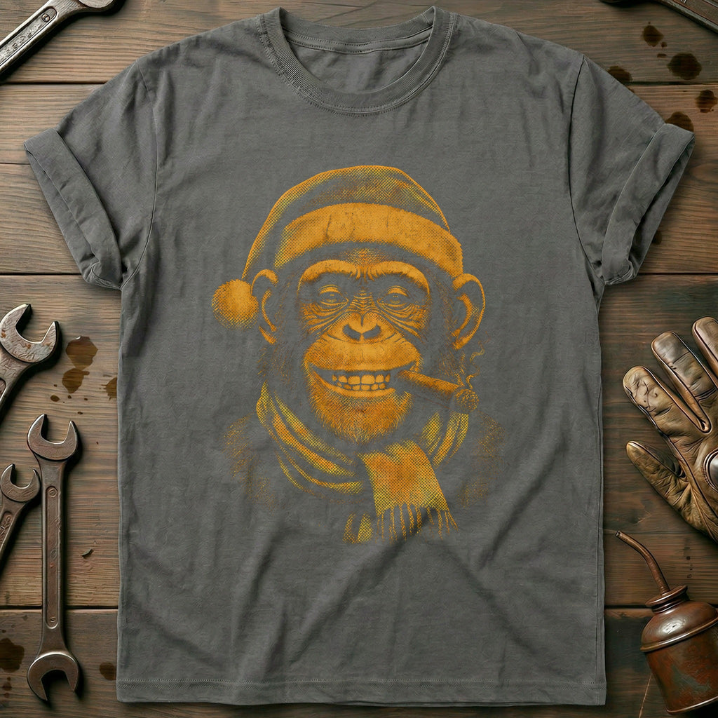 Santa Chimp Cigar Motorcycle T-Shirt product image 3