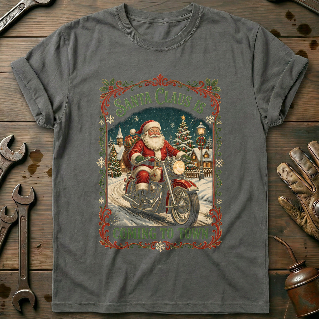 Santa Claus is Coming to Town Motorcycle T-Shirt product image 4