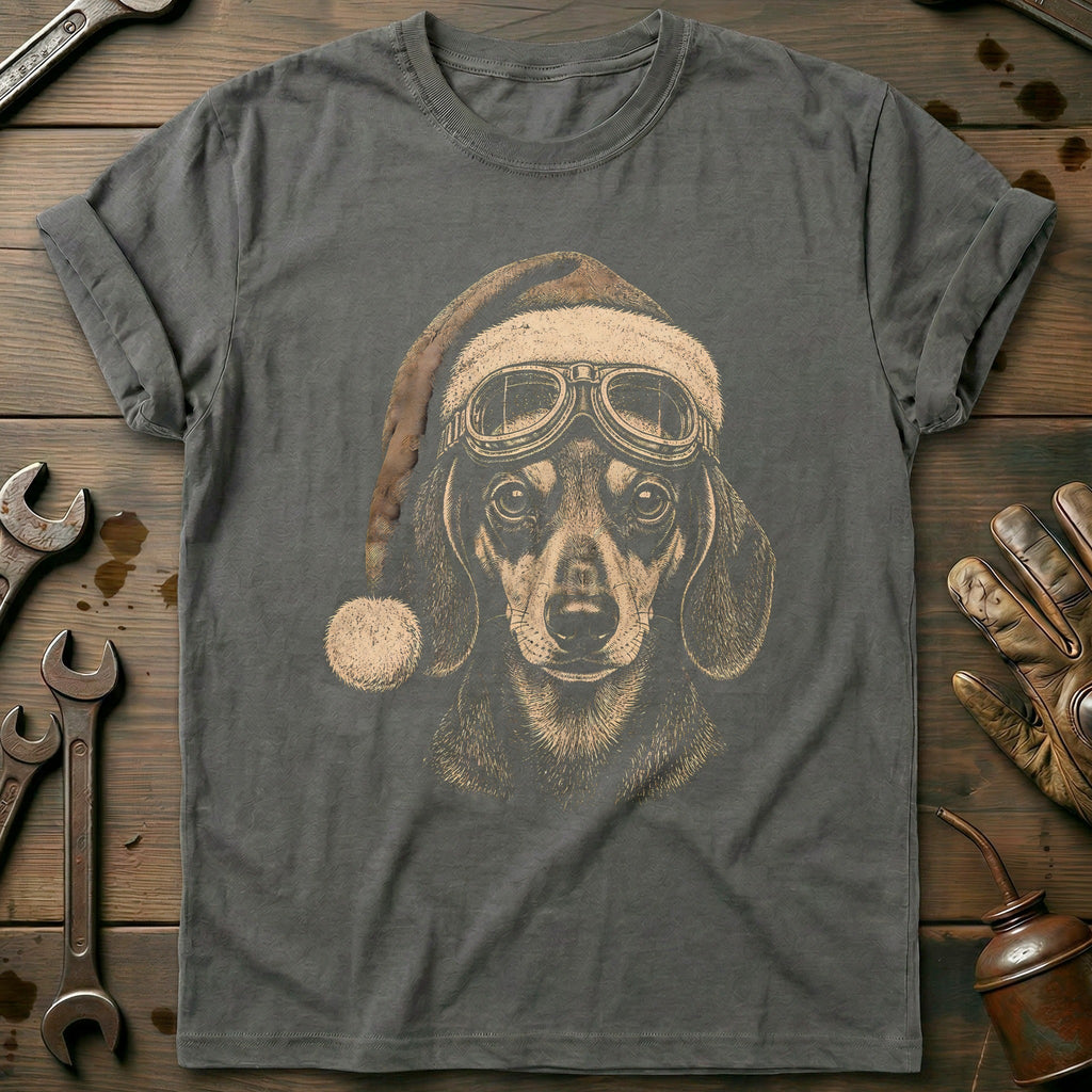 Santa Dachshund Goggles Motorcycle T-Shirt GC product image 4