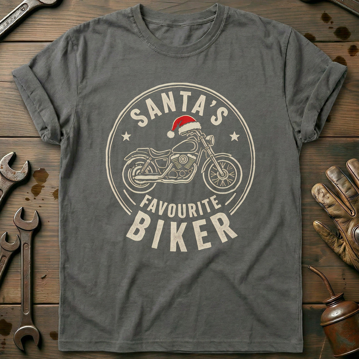Santa's Favourite Biker Motorcycle T-Shirt AU product image 4