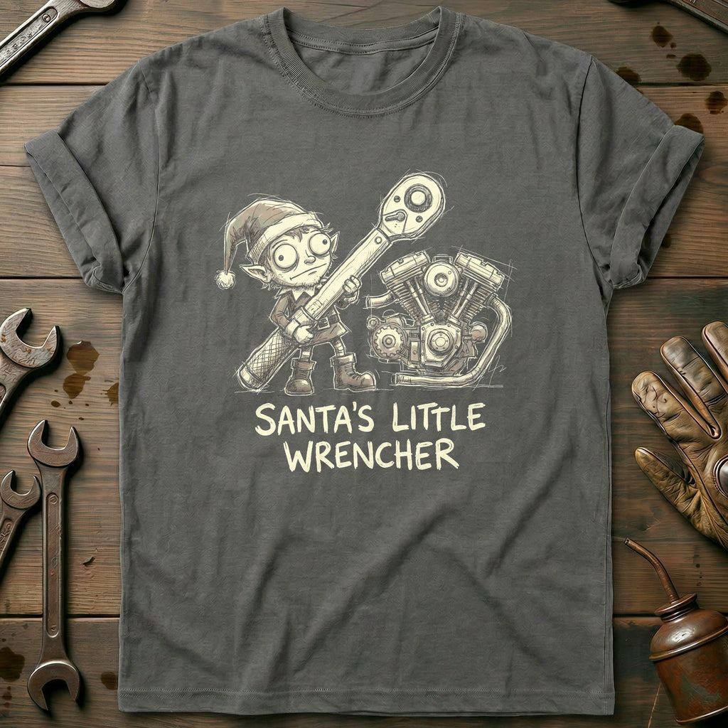 Santa's Little Wrencher Motorcycle T-Shirt US product image 3