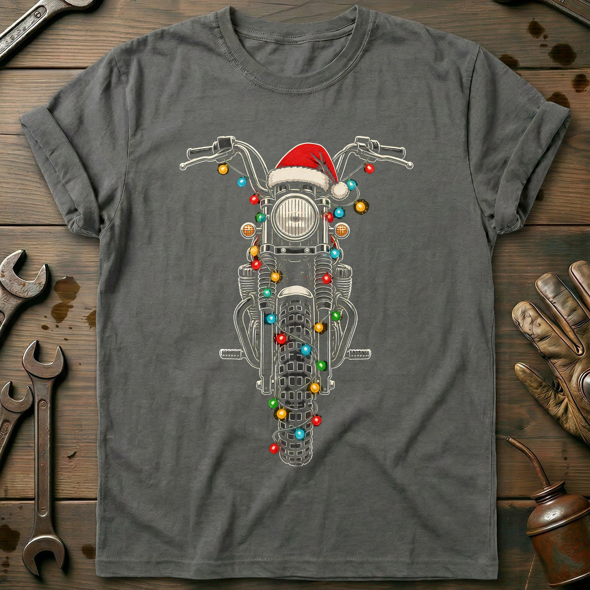 Scrambler Christmas Lights Motorcycle T-Shirt product image 3