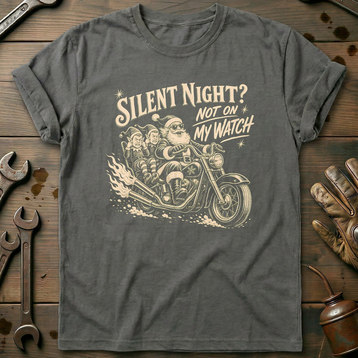 Silent Night Not on my Watch Motorcycle T-Shirt US product image 3
