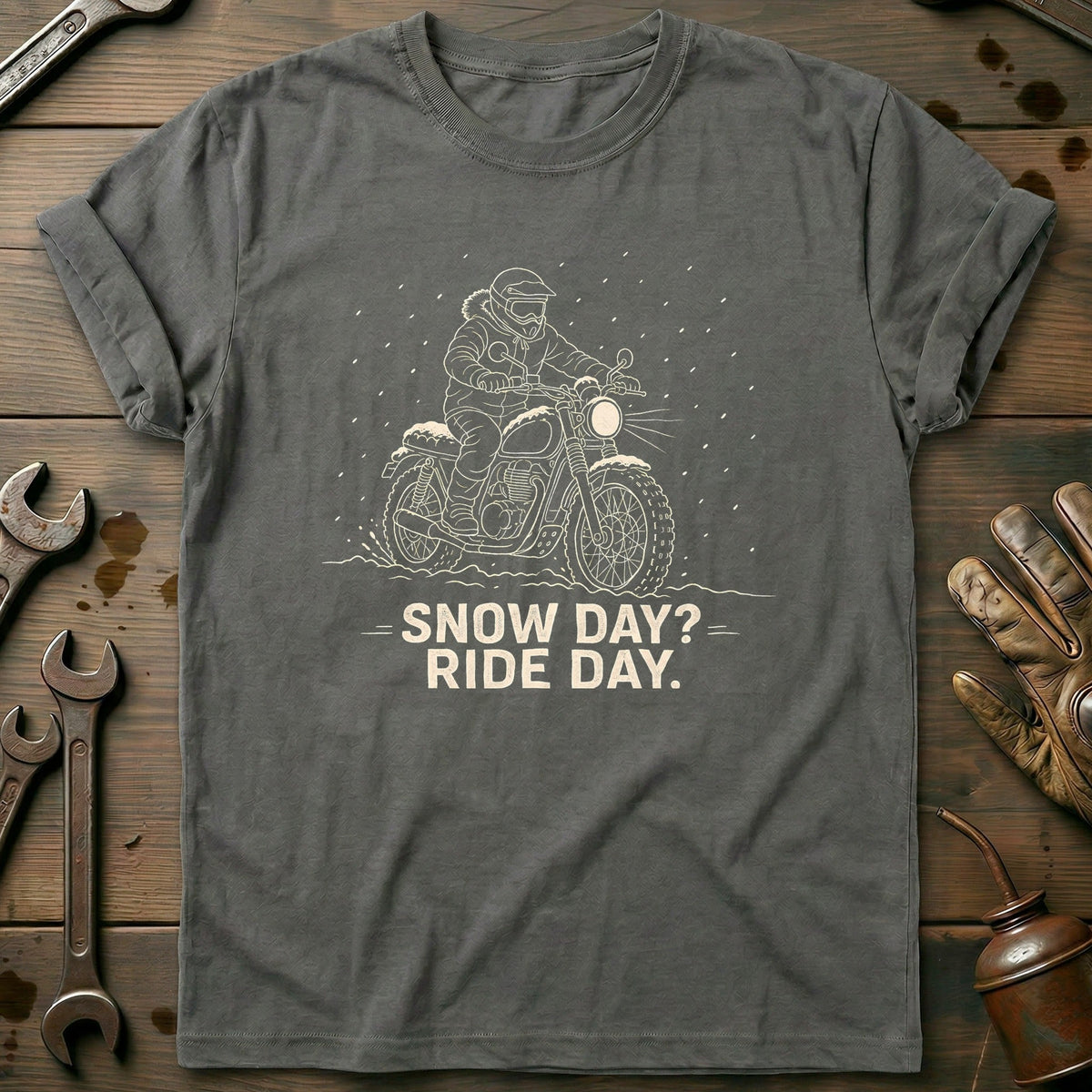 Snow Day Ride Motorcycle T-Shirt US product image 3