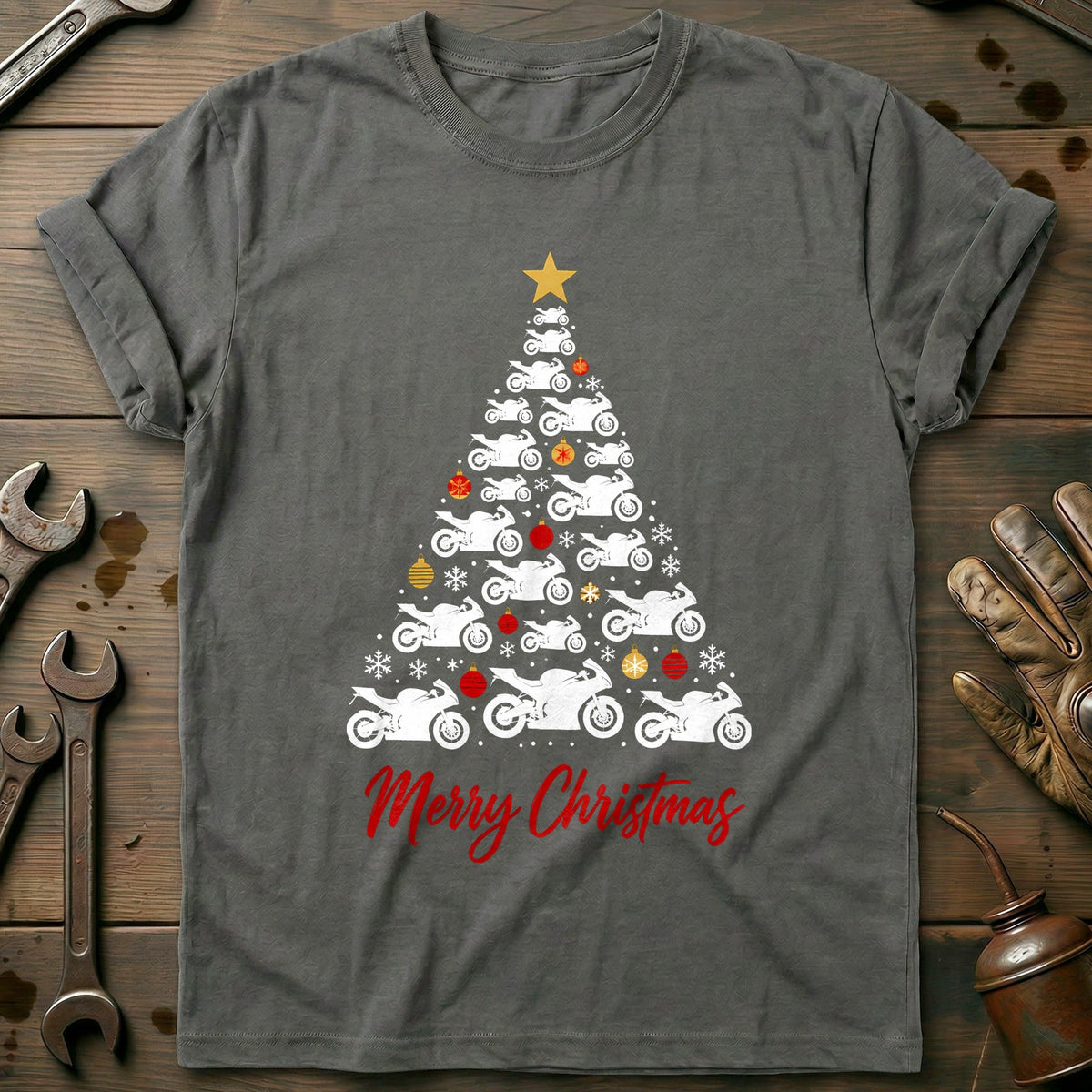 Sportbike Christmas Tree Motorcycle T-Shirt EU product image 3
