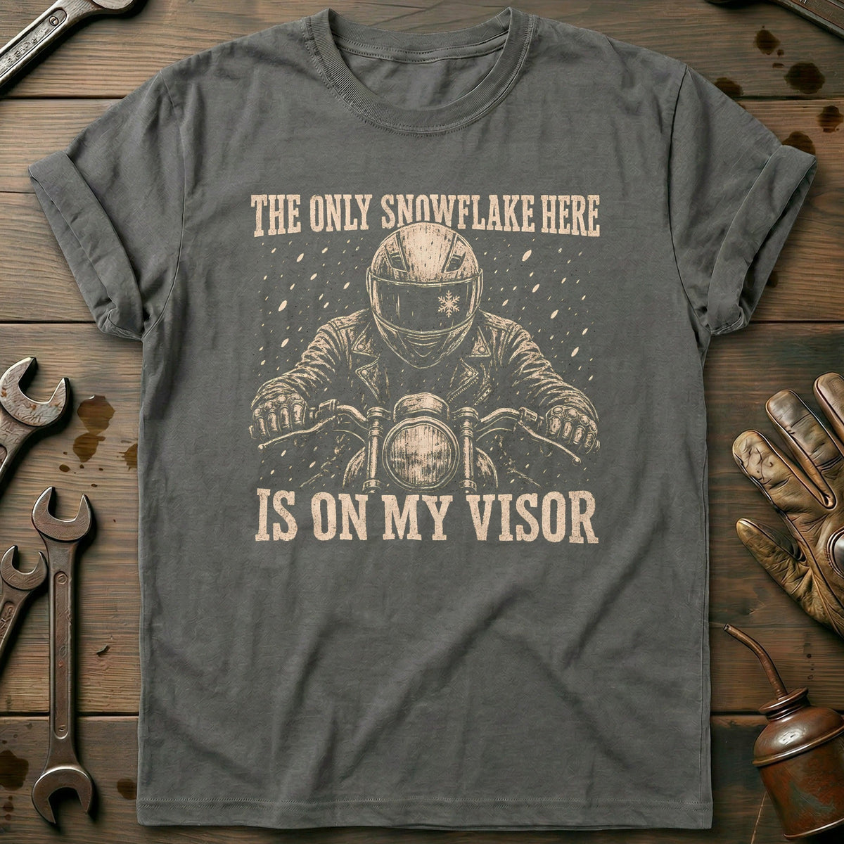 The Only Snowflake Here is on my Visor Motorcycle T-Shirt EU product image 4