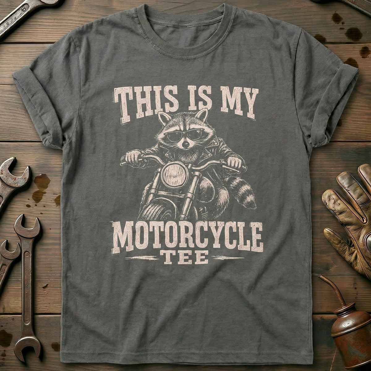 This is my Biker Raccoon 20 Motorcycle T-Shirt US product image 3