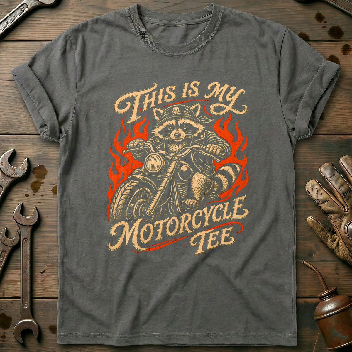 This is my Biker Raccoon 3 Motorcycle T-Shirt AU product image 3