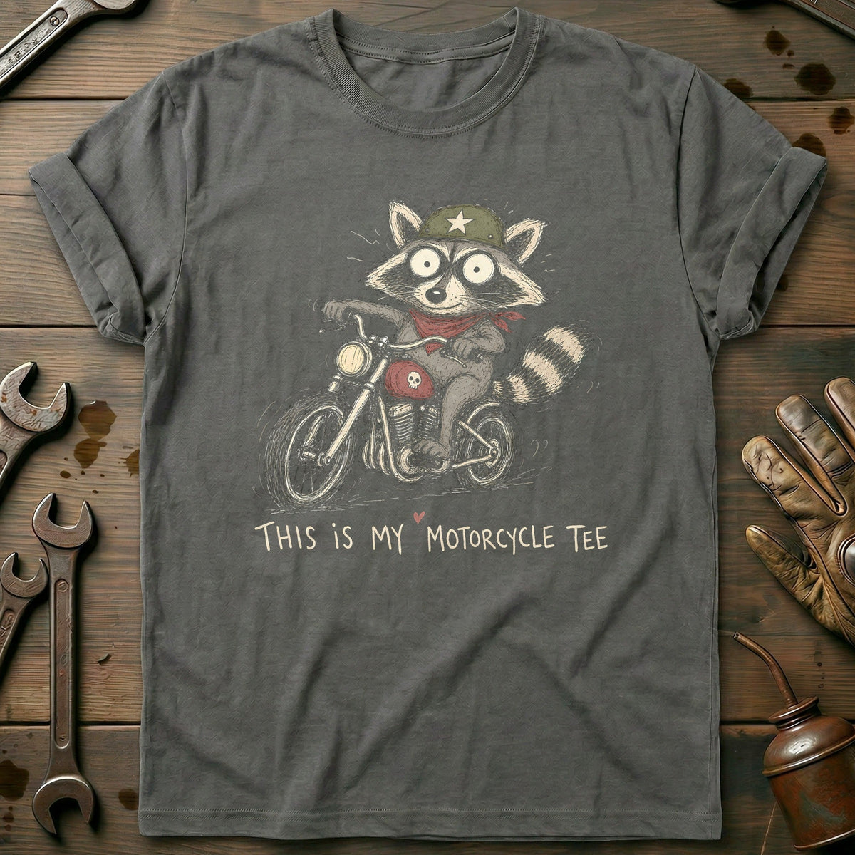 This is my Biker Raccoon 40 Motorcycle T-Shirt US product image 1
