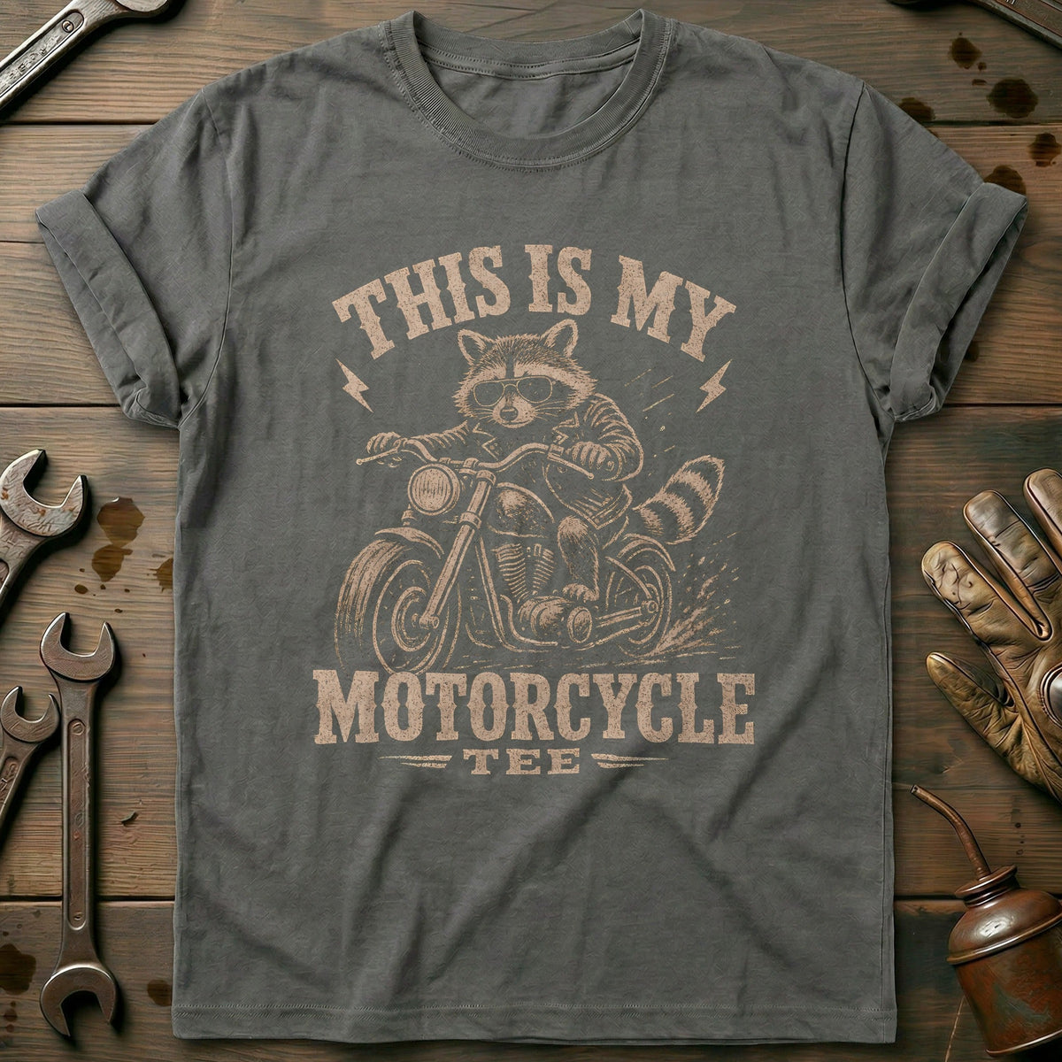 This is my Biker Raccoon Motorcycle T-Shirt US product image 1